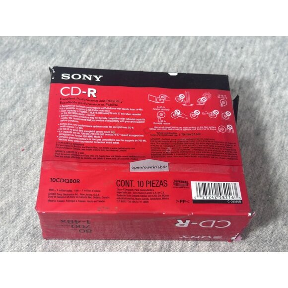Sony CD R 80 Minute 10 Pack With Case 700MB 1-48X - Picture 5 of 6
